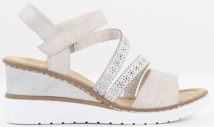 Rieker Wedge Sandals V3551-60, Beige - Rieker women`s sandals - 128591 - 1