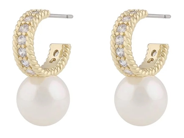 Snö of Sweden Earrings Lydia gold/white - Earrings - 135311 - 1