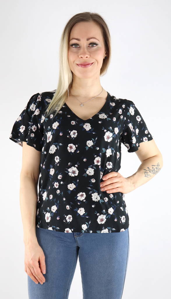 Vero Moda T-Shirt Easy v-neck black/Niki - Women's T-shirts - 130921 - 1