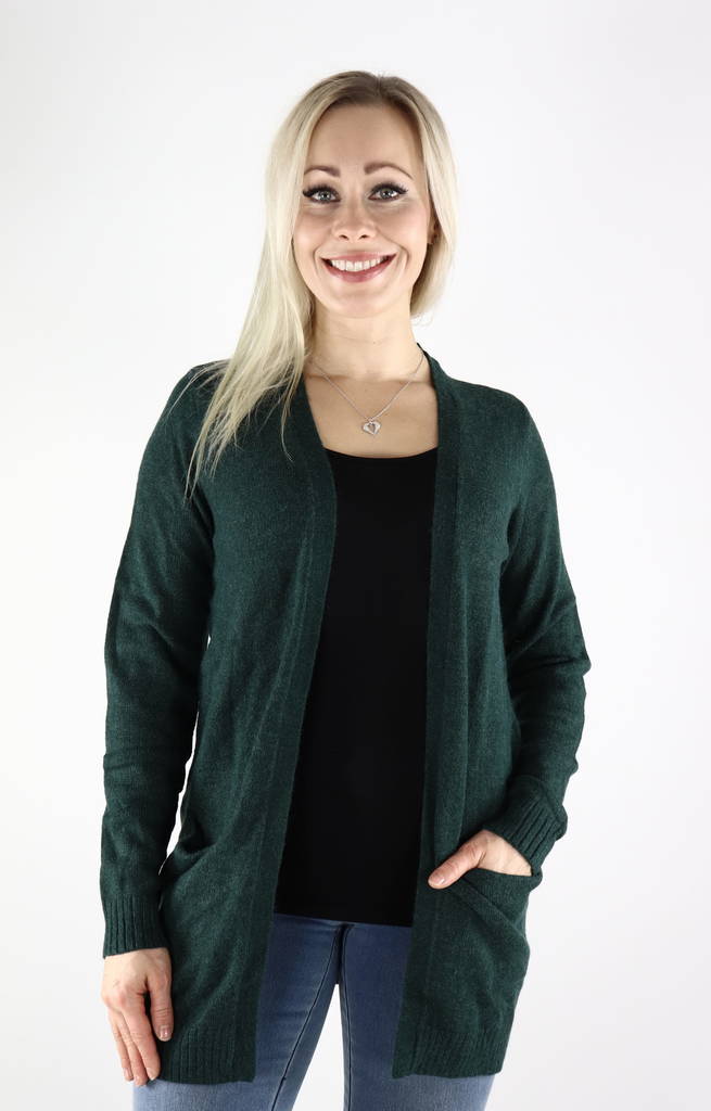Vila Women's Cardigan Ril open darkest spruce, dark green - Women's knitwear - 129431 - 1