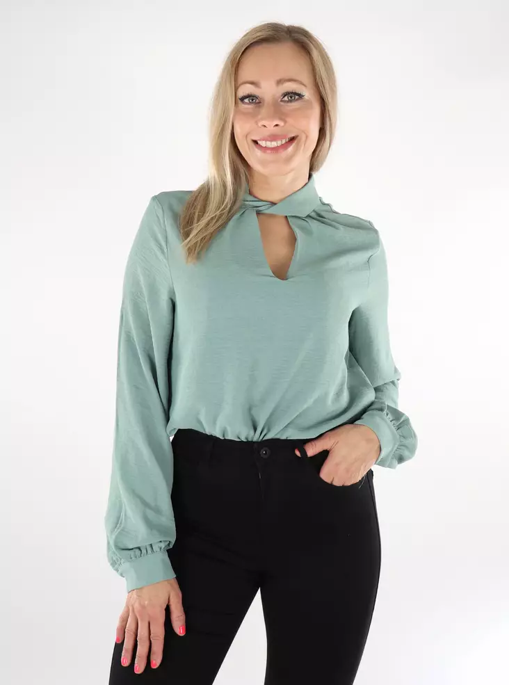 Vila women's shirt Surashil High Neck chinois green - Women's long sleeved shirts - 136781 - 1