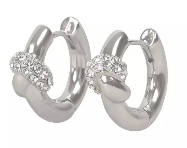 Snö of Sweden Earrings Everly chunky knot crystal ring silver/clear - Earrings - 141591 - 1