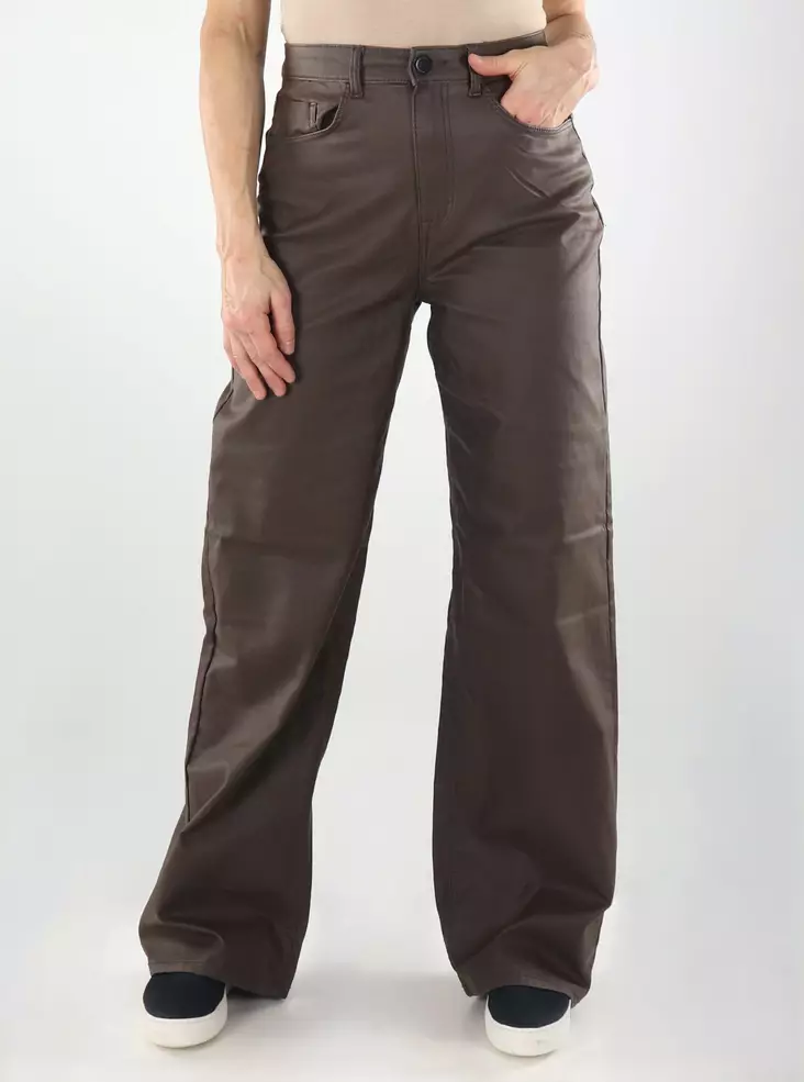 Vila Trousers VIFREYA HW COATED WIDE Coffee Bean/Coated - Women's trousers - 142191 - 1