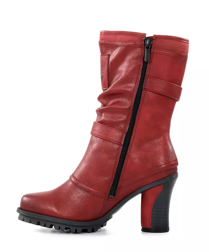 Heel Stiefelette Rote Stiefeletten Mustang Damenschuhe