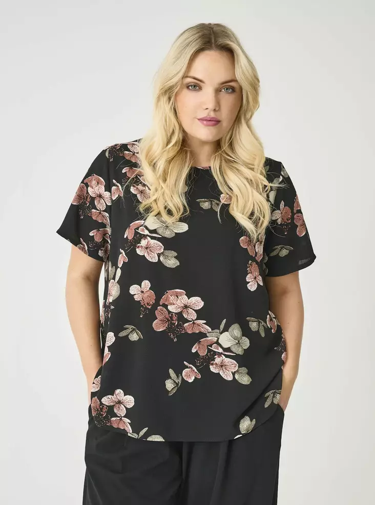 Only Carmakoma women's plus size t-shirt Life black/autumn - Women's T-shirts - 138881 - 1