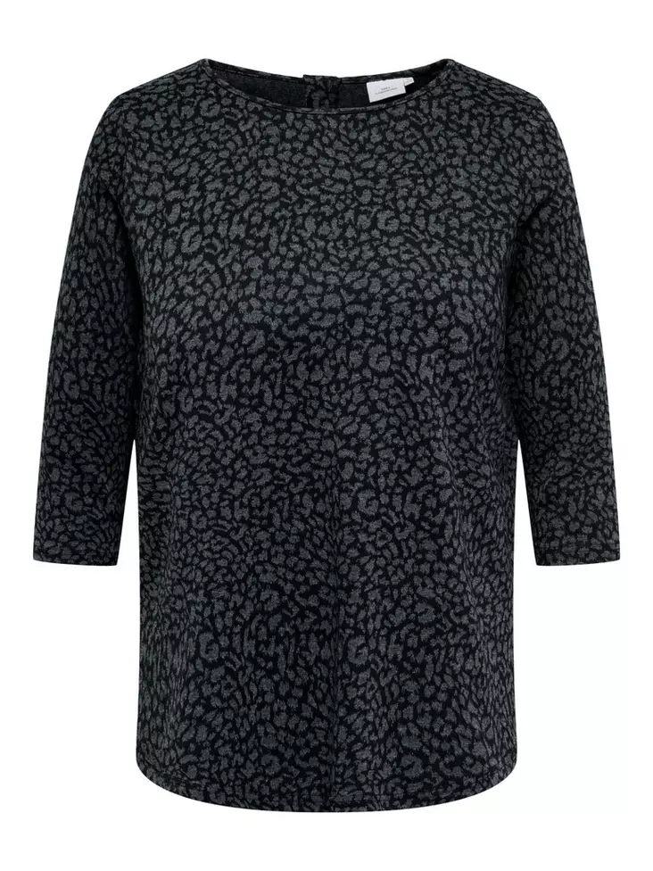 Only Carmakoma shirt CARMARRY MARTHA 3/4 BLOUSE JRS black/grey melange - Women's long sleeved shirts - 141681 - 1