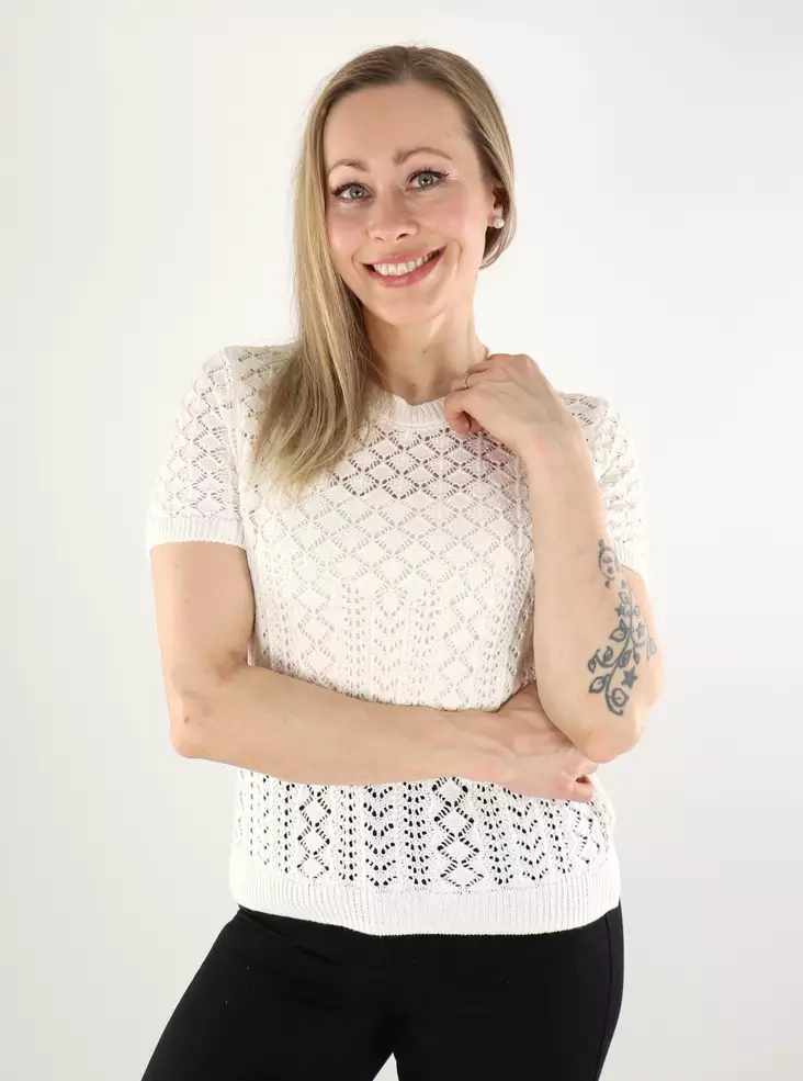 Only women's knitted t-shirt O-Neck cloud dancer - Women's T-shirts - 138041 - 1