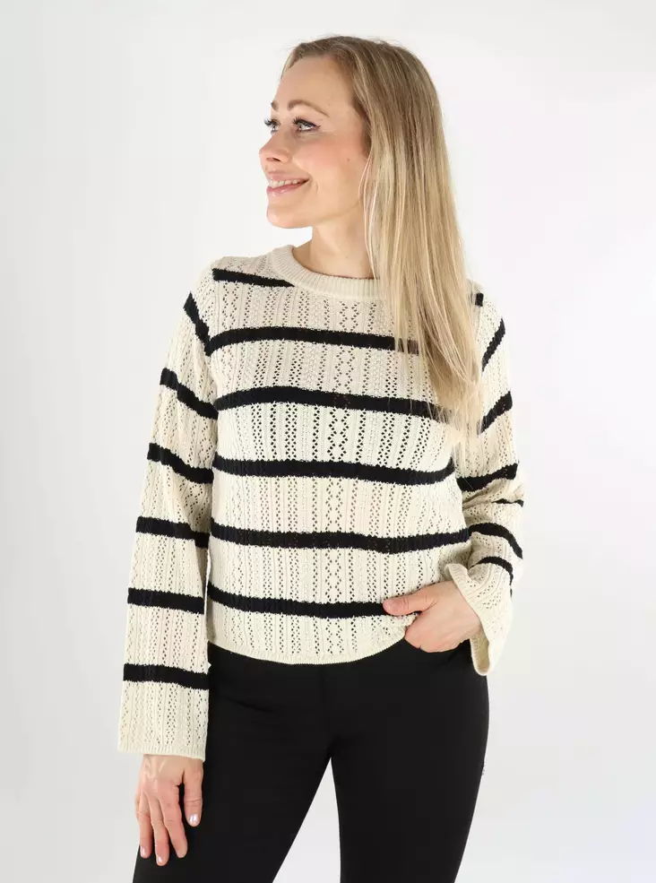 Pieces women's sweater O-Neck birch/black - Women's knitwear - 138531 - 1