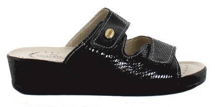 Golden Fit Wedge Mules 714 high-gloss black - Women's work shoes - 125922 - 1