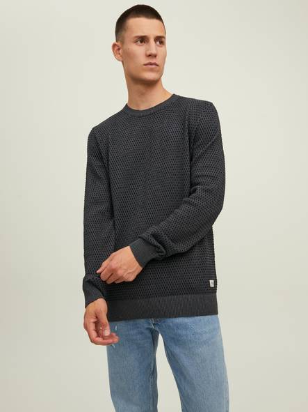 Jack & Jones Atlas men's sweater dark gray melange - Men's knitwear - 135012 - 1