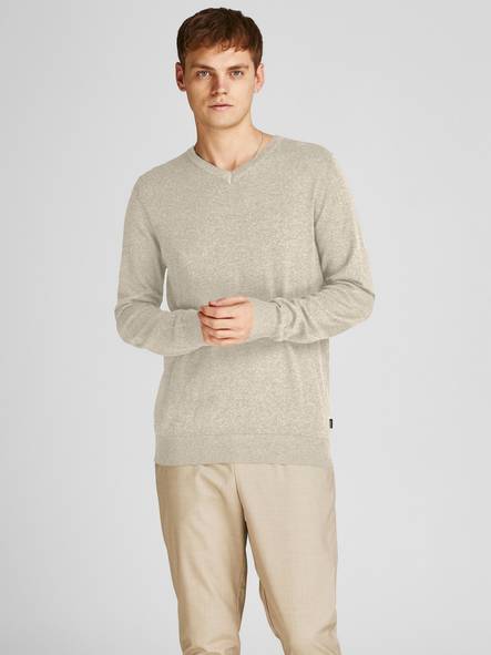 Jack & Jones Emil beige sweater - Men's knitwear - 134422 - 1