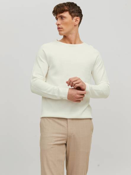 Jack&Jones Knit Hill cloud dancer - Men's knitwear - 134692 - 1