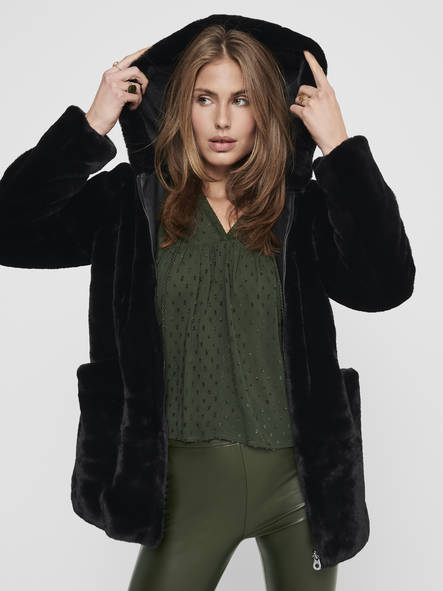 Only Jacket faux fur, black - Women's light jackets - 129632 - 2