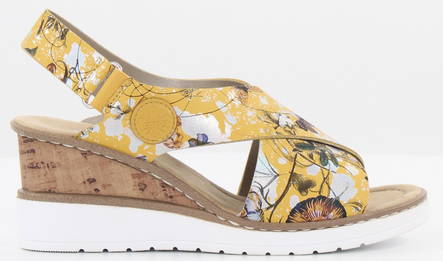 Rieker Wedge Sandals V35H6-90, Yellow - Rieker women`s sandals - 128722 - 1