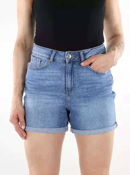 Only women's elastic denim shorts light blue - Women's shorts and capris - 136322 - 1