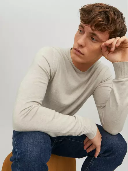 Jack&Jones men's sweater Eemil oatmeal - Men's knitwear - 137272 - 2