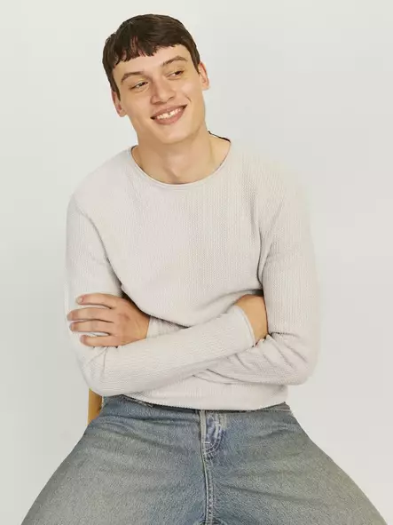 Jack&Jones men's cotton sweater Cooper oatmeal - Men's knitwear - 137282 - 1