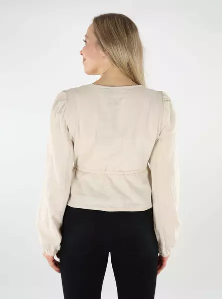 Pieces women's organic cotton shirt V-Neck silver gray - Women's long sleeved shirts - 138722 - 2