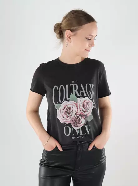 Only women's printed t-shirt black/rose coura - Women's T-shirts - 140122 - 1