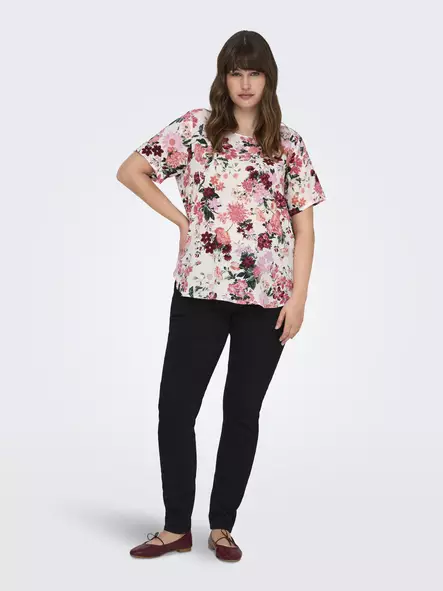 Only Carmakoma women's plus size t-shirt cloud dancer/summer flo - Women's T-shirts - 138142 - 1