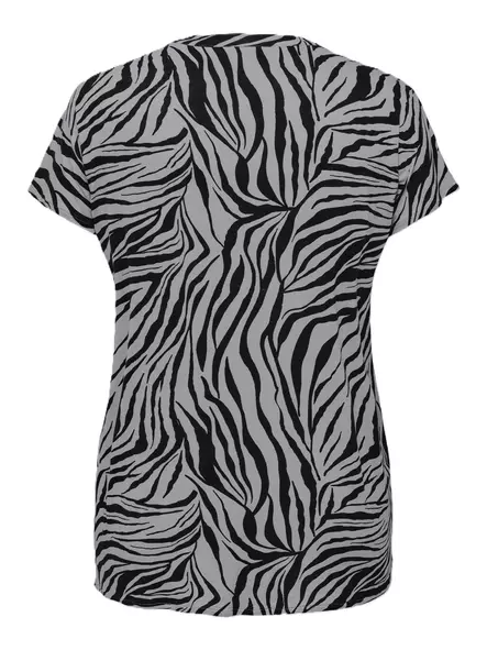 Only Carmakoma Plus Size Zebra Print T-Shirt V-Neck alloy/zebra - Women's T-shirts - 137922 - 2