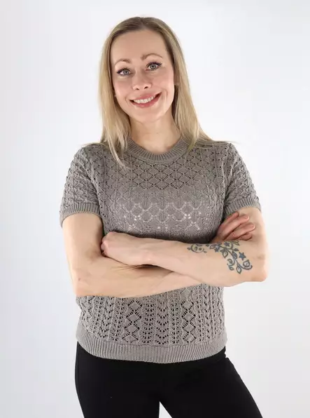 Only women's knitted t-shirt O-Neck fungi - Women's T-shirts - 138042 - 1