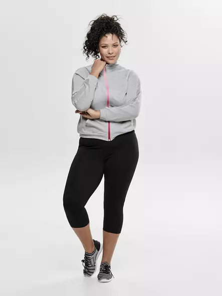Only Play Curvy Plus Size 3/4 Length Pants Fold MW Black - Women's sports pants - 137692 - 1