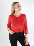 JDY women's short sweater JDYNEW SUN 3/4 mars red - Women's knitwear - 138532 - 1