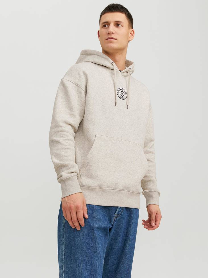 Jack&Jones Hoodie Cosmo hood white melange - Men's hoodies - 134082 - 1