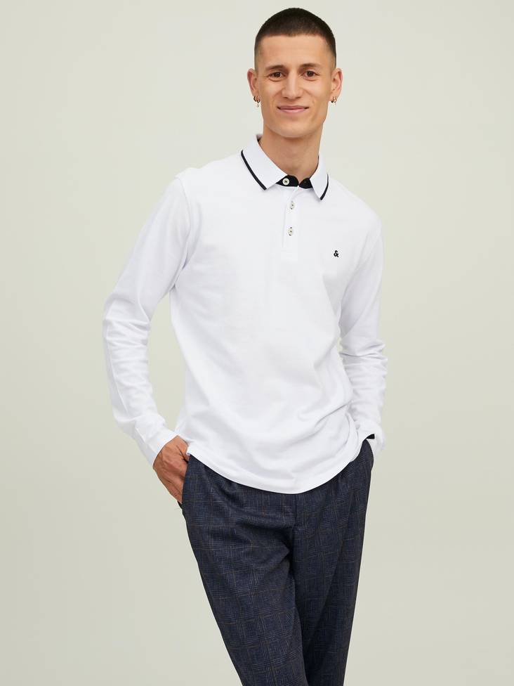 Jack&Jones Shirt Paulos polo white - Men's long sleeved shirts - 132562 - 1