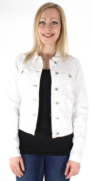 frayed white denim jacket