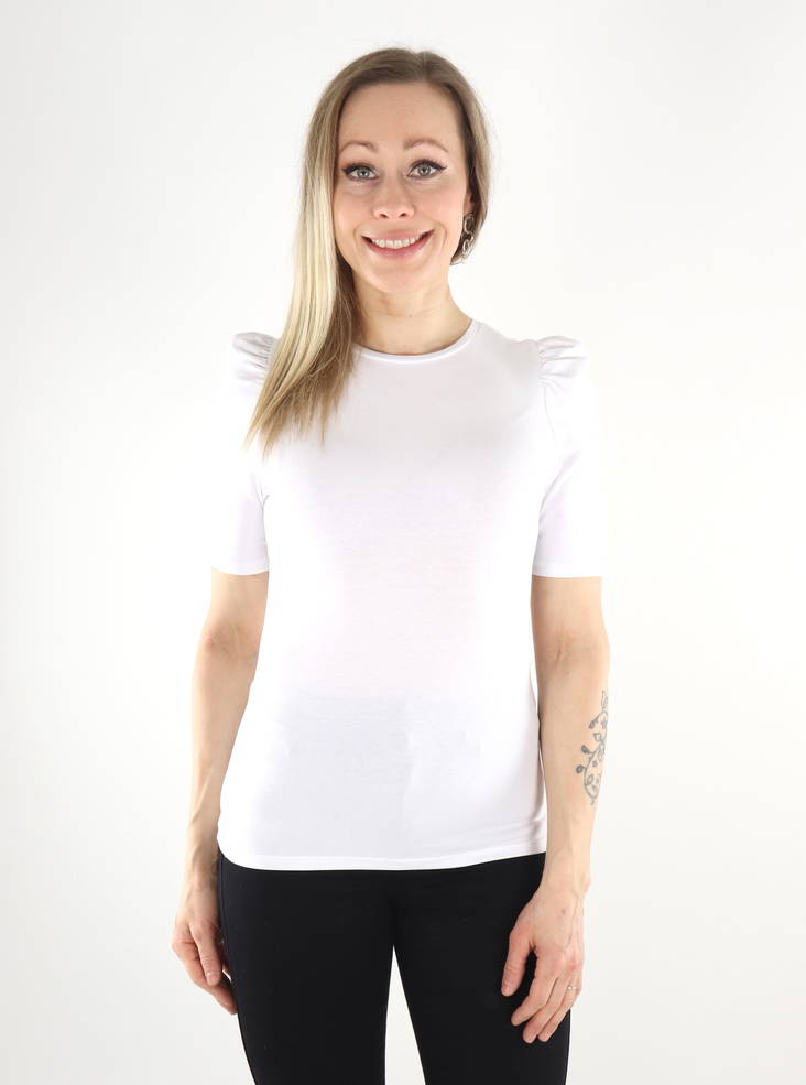 Only women's t-shirt Live love 2/4 puff white - Women's T-shirts - 135222 - 1