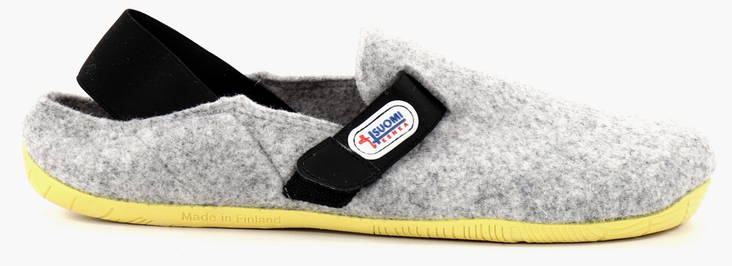 Suomi Kenkä Barefoot Shoes, Grey/Yellow - Men's slippers - 127792 - 1