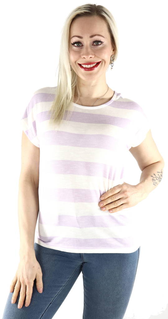Vero Moda T-Shirt Wide stripe, lilac/white - Women's T-shirts - 128252 - 1