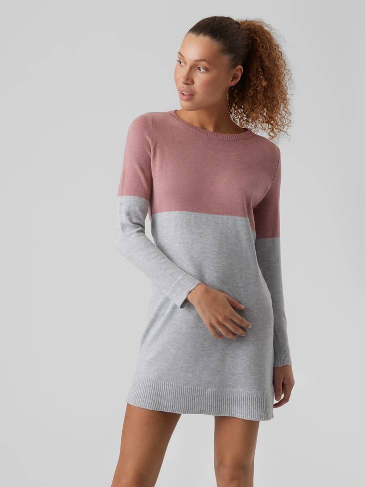 Vero Moda Knitted Dress Lillie light grey/nostalg - Women's knitwear - 132582 - 1