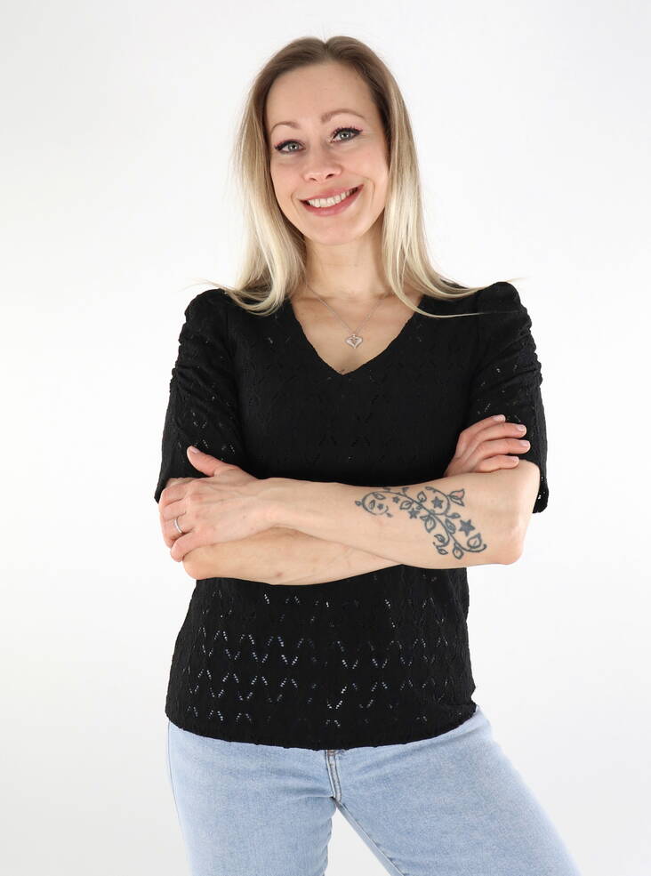 Only women's t-shirt V-neck black - Women's T-shirts - 136162 - 1