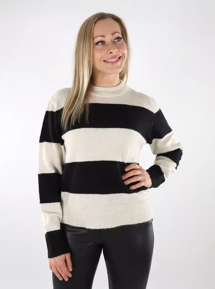 JJXX women's striped sweater Chick bone white/black - Women's knitwear - 136932 - 1