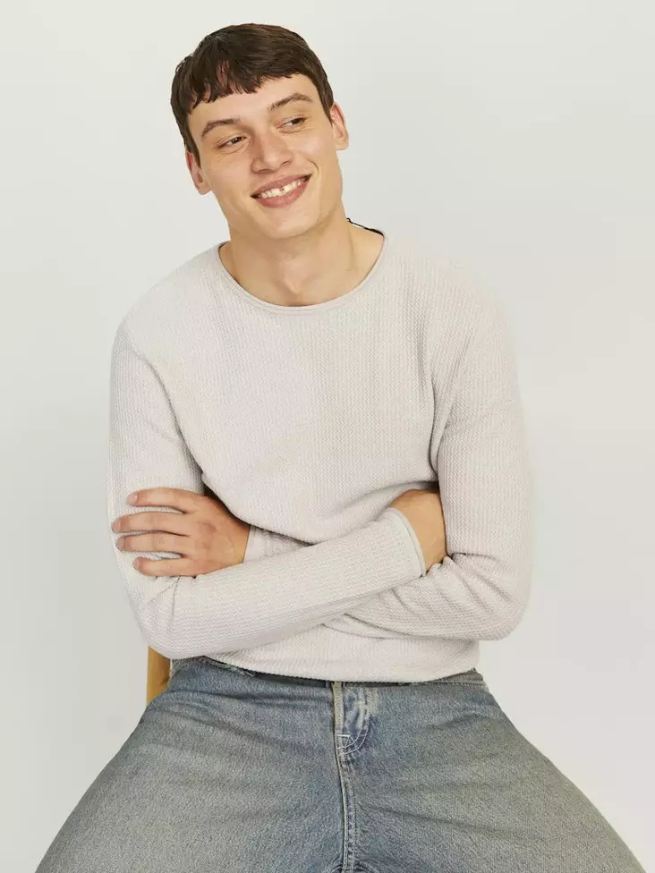 Jack&Jones men's cotton sweater Cooper oatmeal - Men's knitwear - 137282 - 1