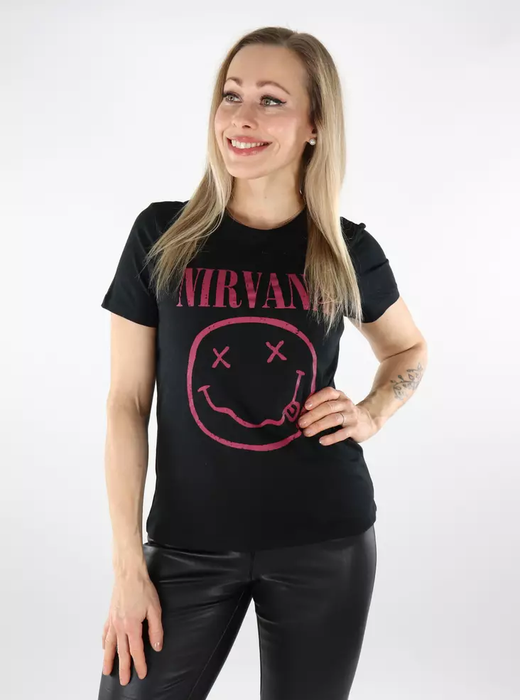 Only women's t-shirt Nirvana black/smiling - Women's T-shirts - 137422 - 1