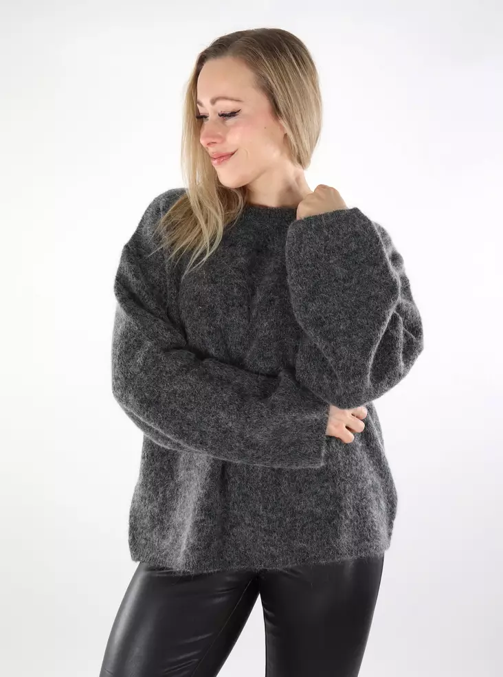 JJXX women's mohair sweater Crew Neck dark gray - Women's knitwear - 137492 - 1