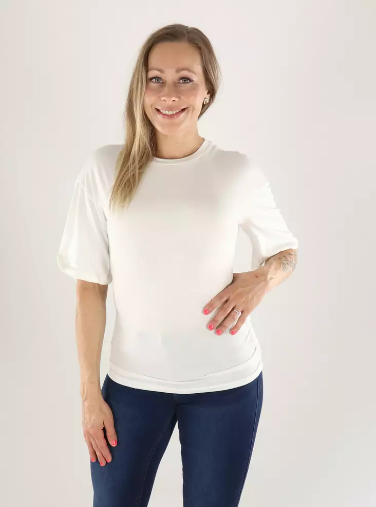 Aware by Vero Moda T-Shirt AWNAVARO 2/4 O-NECK TOP snow white - Women's T-shirts - 141322 - 1
