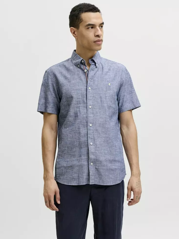 Jack&Jones men's short-sleeved Dress Shirt Blusummer faded denim - Men's dress shirts - 141112 - 1