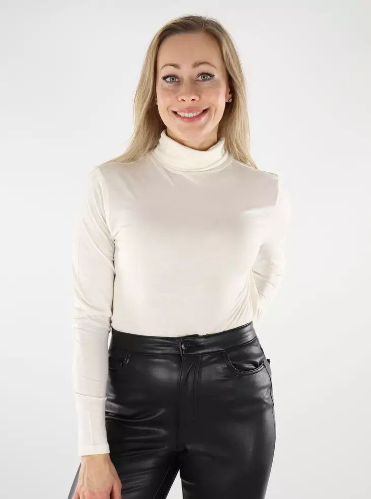 JDY women's polo shirt Suma Rollneck cloud dancer - Women's long sleeved shirts - 136992 - 1