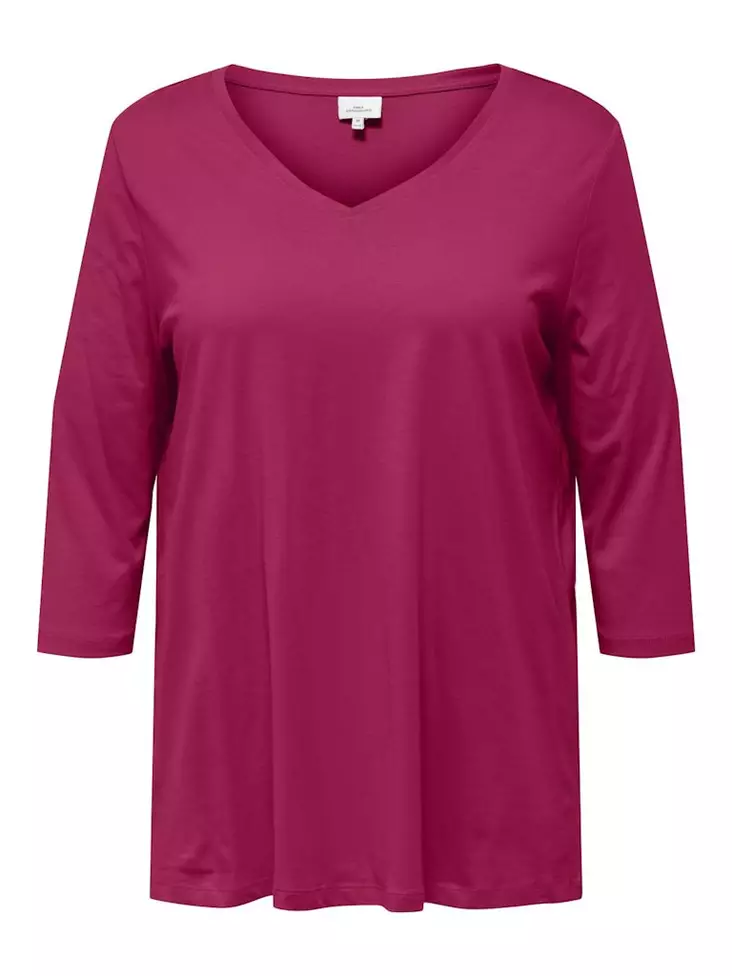 Only Carmakoma plus size shirt 3/4 A-Shape sangria - Women's long sleeved shirts - 136862 - 1