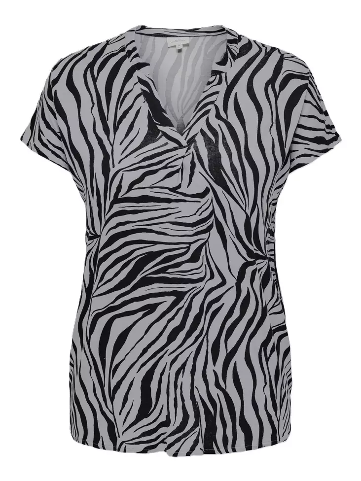 Only Carmakoma Plus Size Zebra Print T-Shirt V-Neck alloy/zebra - Women's T-shirts - 137922 - 1