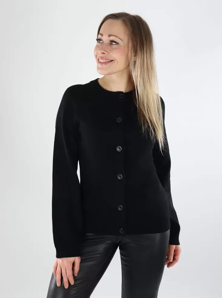 Only women's cardigan Fitted O-Neck black/dtm button - Women's knitwear - 140072 - 1