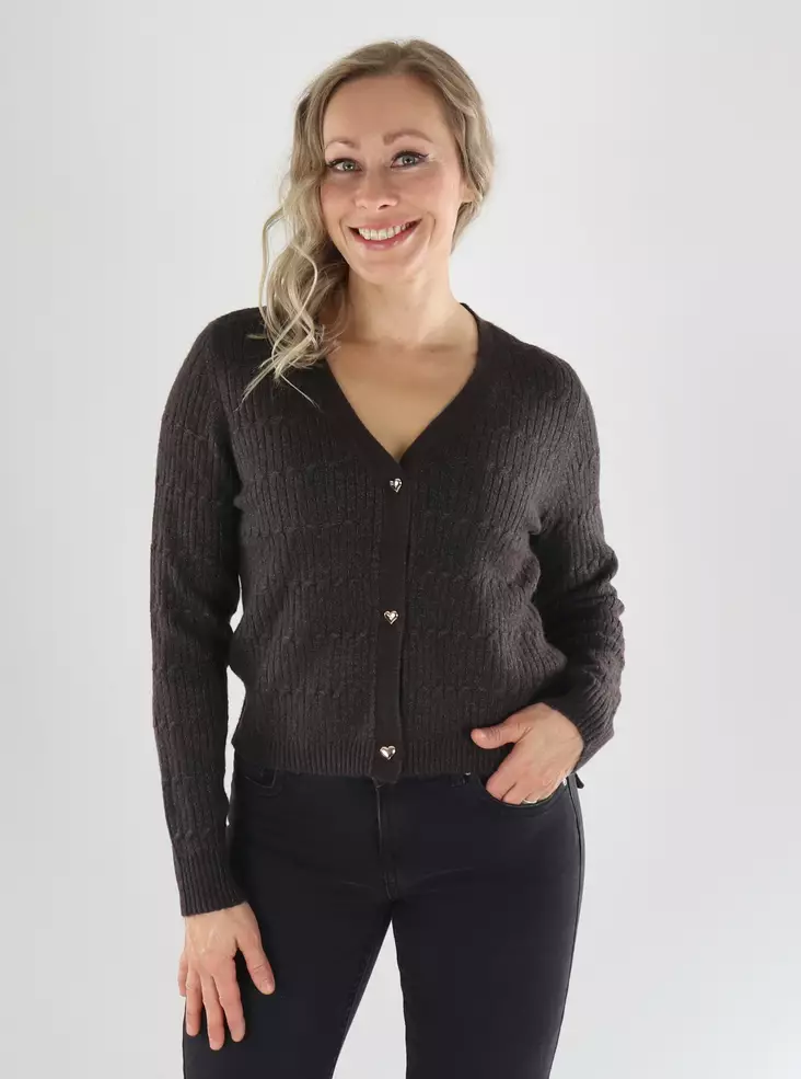 Only Cardigan ONLCATIA LS VNECK CARDI KNT chocolate torte - Women's knitwear - 141542 - 1
