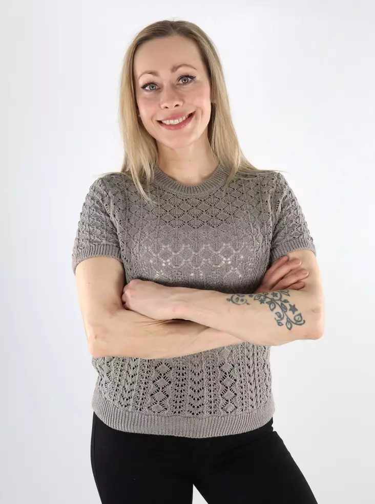 Only women's knitted t-shirt O-Neck fungi - Women's T-shirts - 138042 - 1