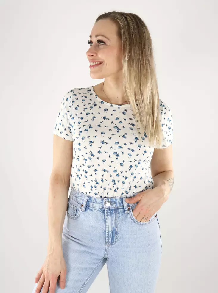 Only women's t-shirt Back Lace cloud dancer/tania blue - Women's T-shirts - 140672 - 1