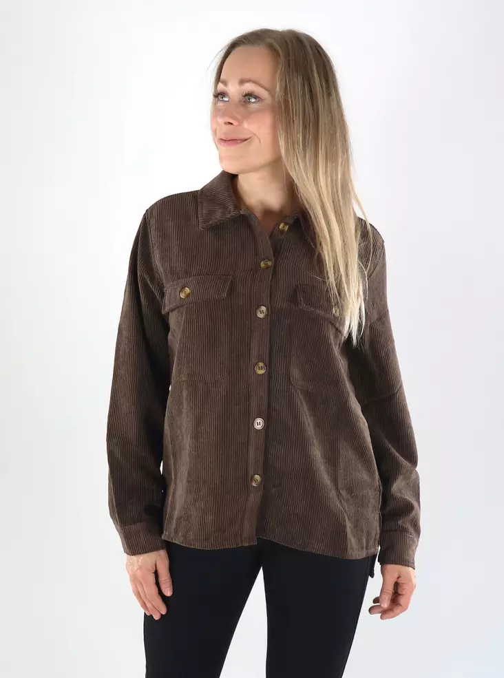 Pieces shirt jacket LS CORDUROY hot fudge - Women's light jackets - 141422 - 1